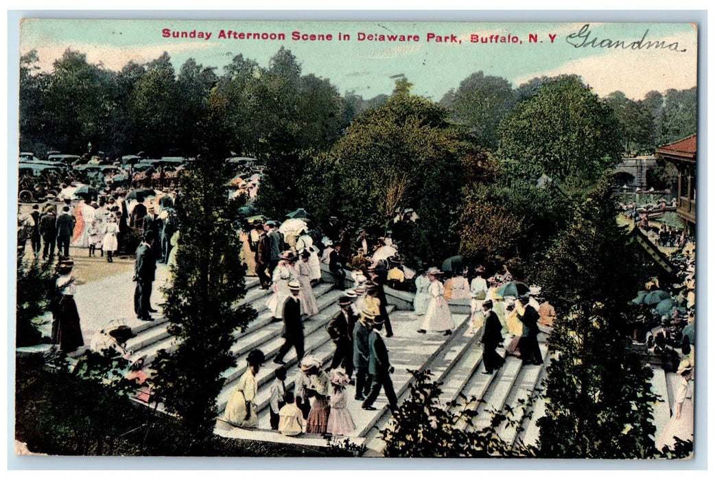 1910 Sunday Afternoon Scene In Delaware Park Buffalo New York NY Posted Postcard