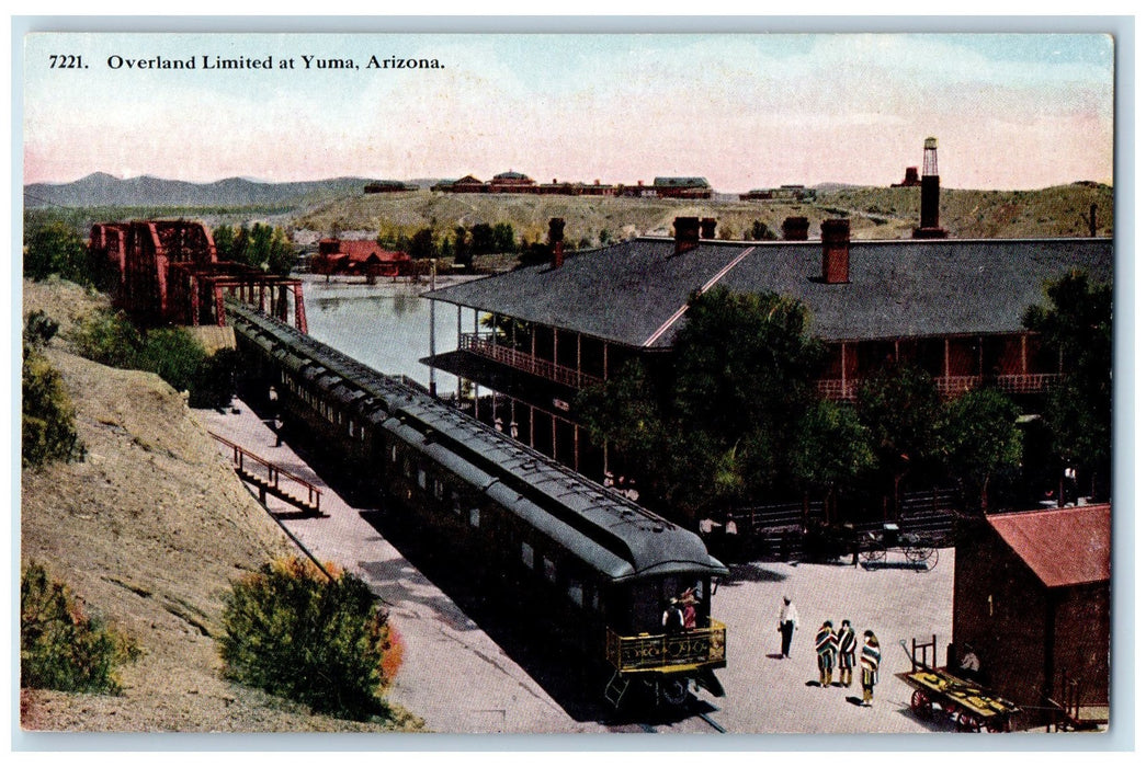 c1950's Overland Limited Passenger Train Station Pond Yuma Arizona AZ Postcard