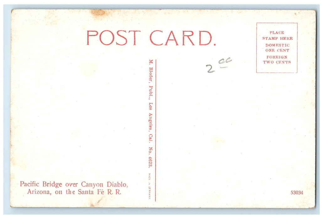 c1950's Pacific Bridge Train Canyon Diablo Santa Fe Railroad Arizona AZ Postcard
