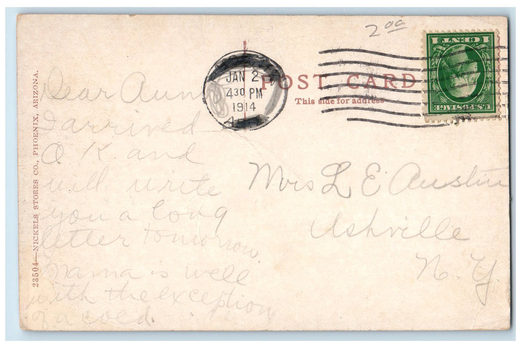 1914 Grand Canal Creek Dirt Road Tree Gentlemen Near Phoenix Arizona AZ Postcard