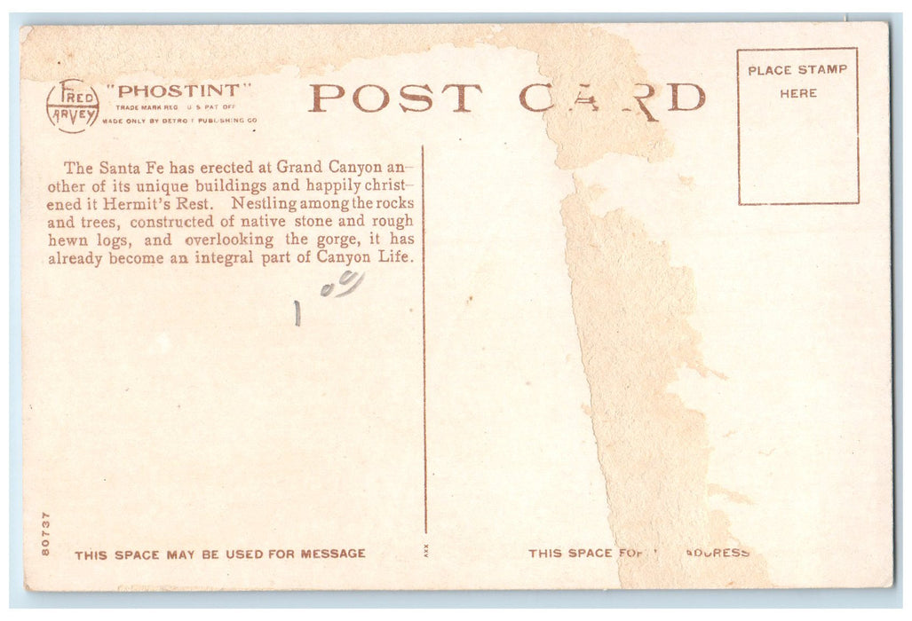 c1920's Hermit's Rest Grand Canyon National Park Building Arizona AZ Postcard
