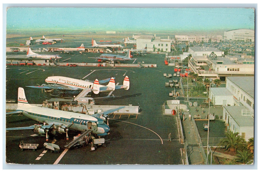 1957 Los Angeles International Airport California CA Posted Airplanes Postcard