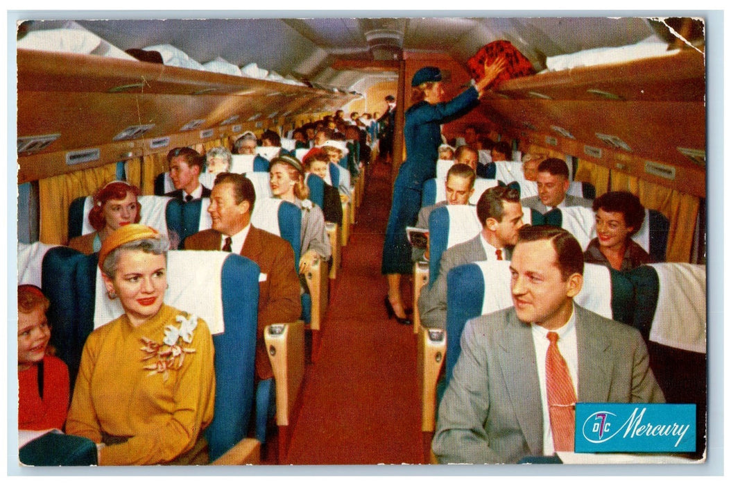 1955 The DC-7 Flagship Main Cabin Los Angeles California CA Posted Postcard