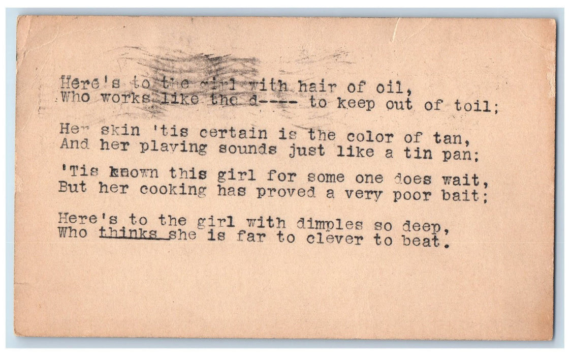 1918 Pretty Girl Poem Valentine Hoopeston Illinois IL Posted Vintage Postal Card