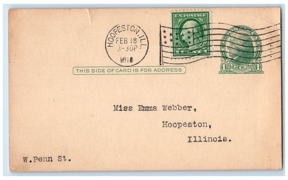 1918 Pretty Girl Poem Valentine Hoopeston Illinois IL Posted Vintage Postal Card
