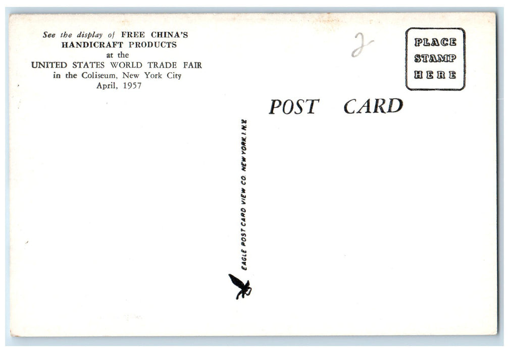 c1960s Free China's Handicraft Products US World Trade Fair Coliseum NY Postcard