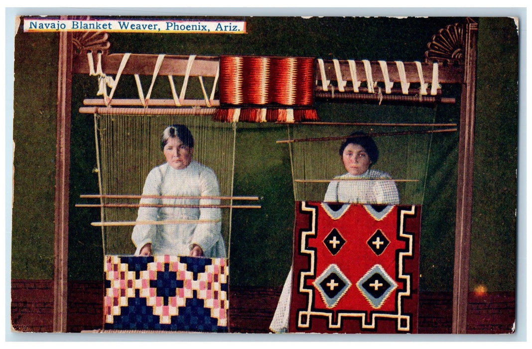 c1960s Navajo Blanket Weaver Scene Phoenix Arizona AZ Unposted Vintage Postcard