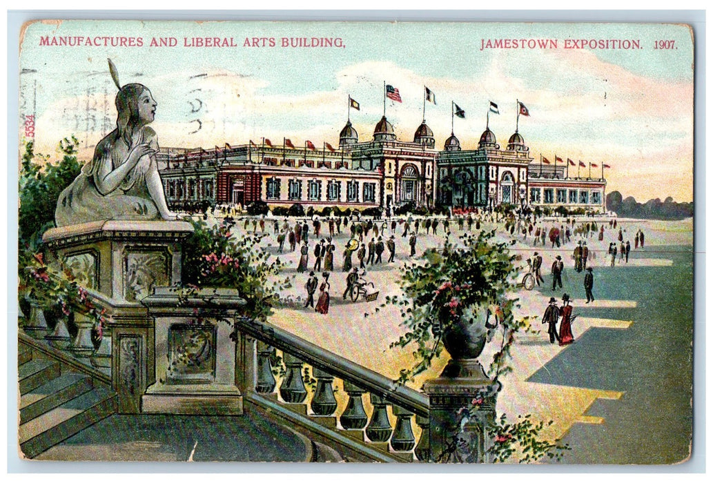 1907 Manufactures & Liberal Arts Bldg. Jamestown Exposition Norfolk VA Postcard