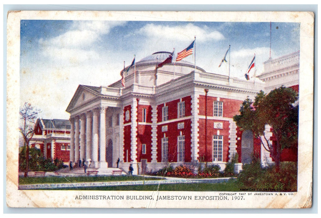 1907 Administration Building Jamestown Exposition Norfolk VA Posted Postcard