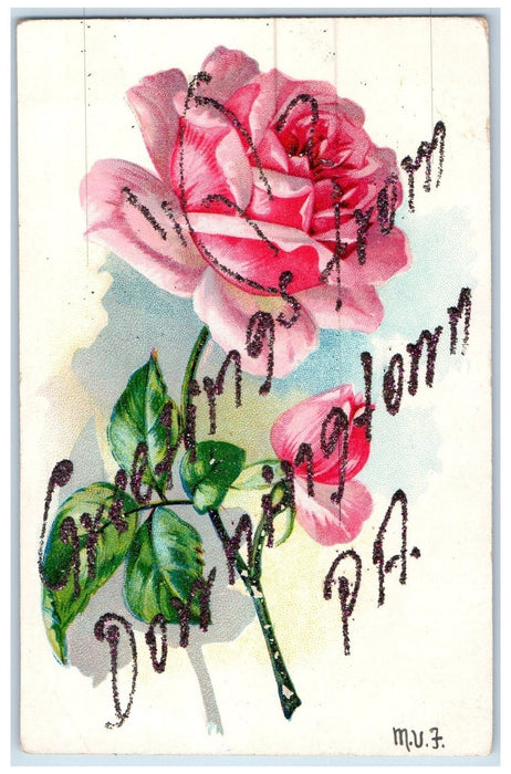 1907 Greetings From Downingtown Embossed Flower Pennsylvania PA Posted  Postcard