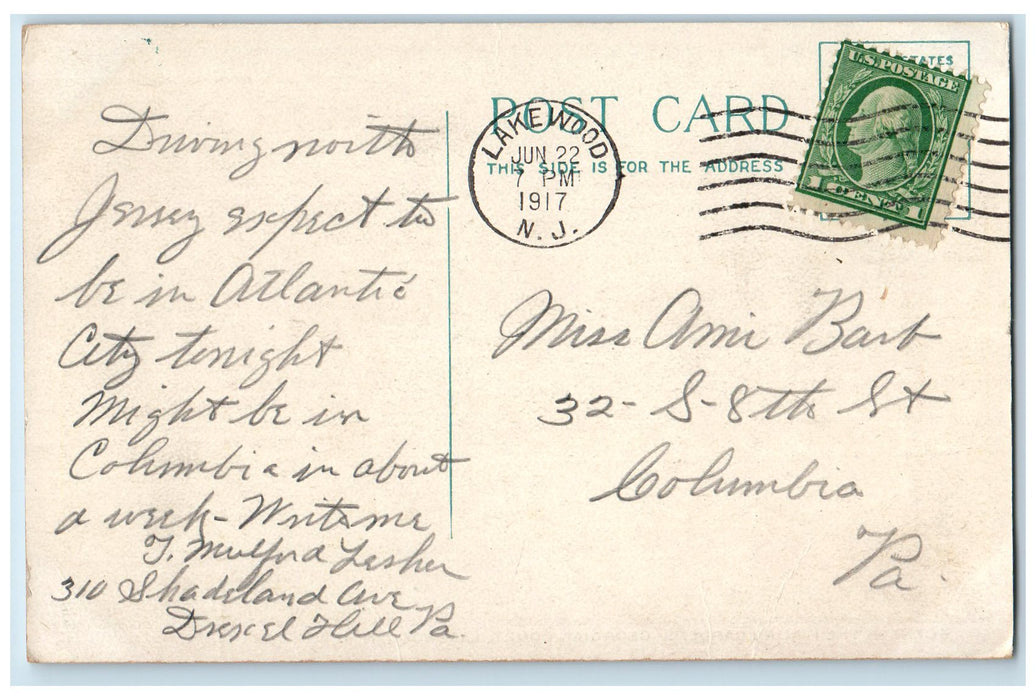 1917 Scene In The Italian Gardens Georgian Court Lakewood NJ Posted Postcard