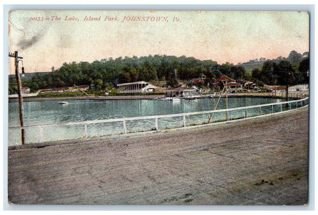 1907 The Lake Island Park Canoe Boats Johnstown Pennsylvania PA Posted Postcard