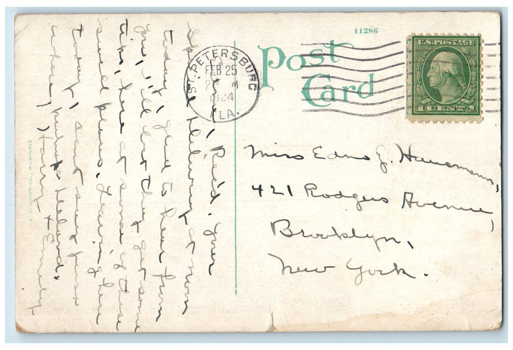 1924 Business Section From Plaza Theatre Street Petersburg FL Posted Postcard