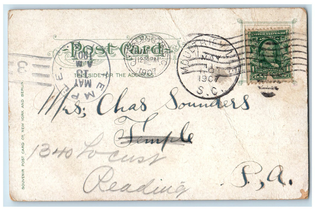 1907 Fort Moultric And Grave Of Oceola Indian Chief View Charleston SC Postcard