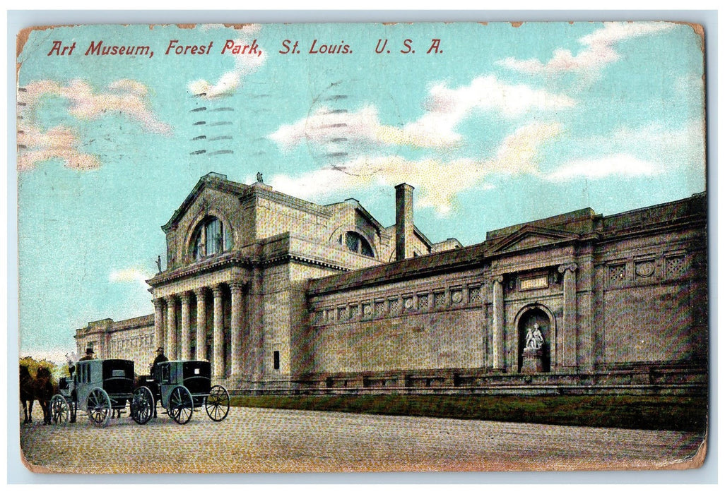 1909 Art Museum Forest Park Exterior Scene St. Louis Missouri MO Posted Postcard