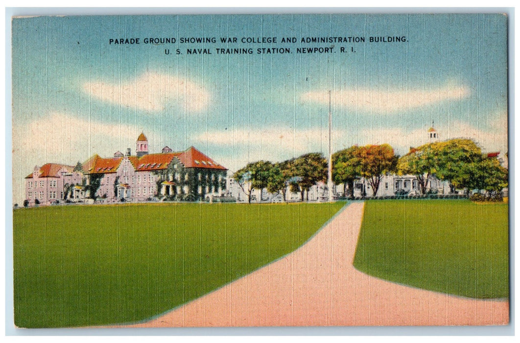 c1940s Parade Ground War College And Administration Building Newport RI Postcard