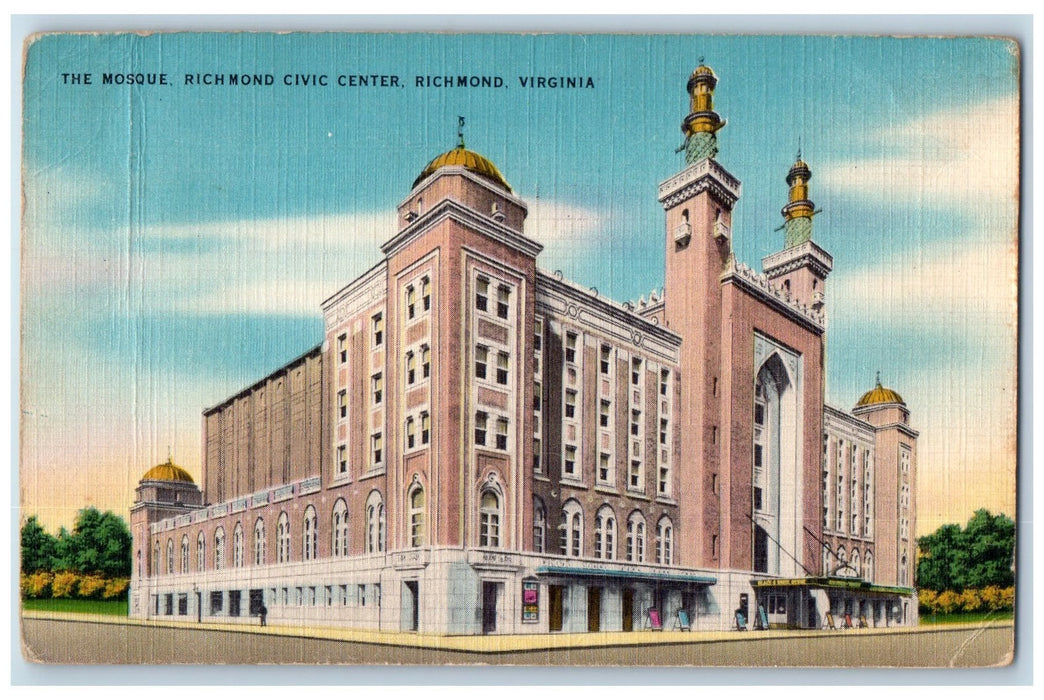 c1940s The Mosque Richmond Civic Center Richmond Virginia VA Unposted Postcard