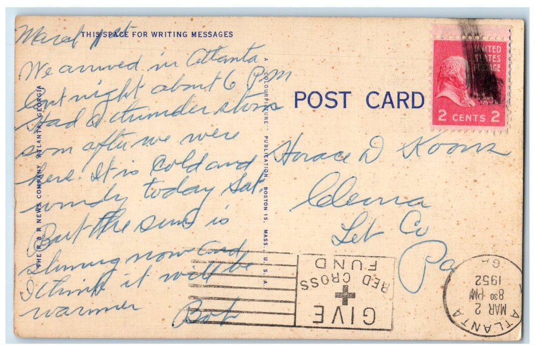 1952 Shrine Mosque And Fox Theatre Exterior Atlanta Georgia GA Posted Postcard