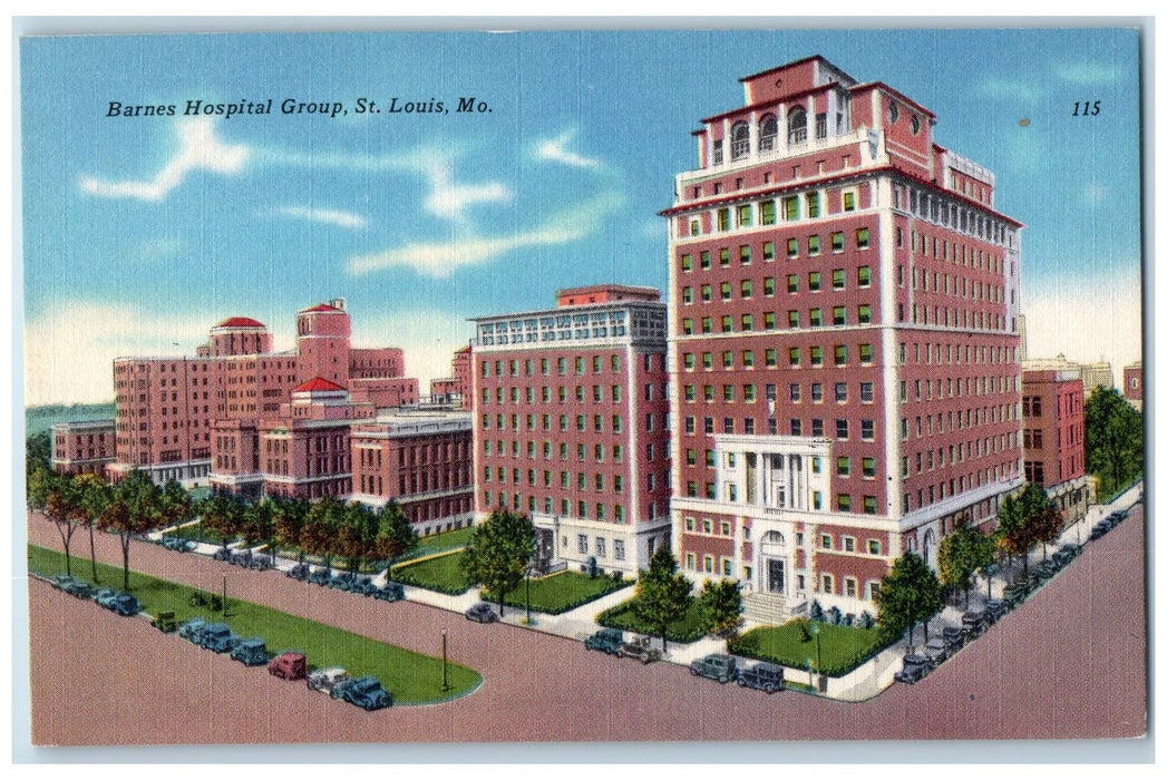 c1940s Barnes Hospital Group Exterior St. Louis Missouri MO Unposted Postcard