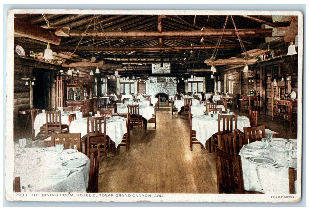 1914 The Dining Room Hotel El Tovar Restaurant Grand Canyon Arizona AZ Postcard