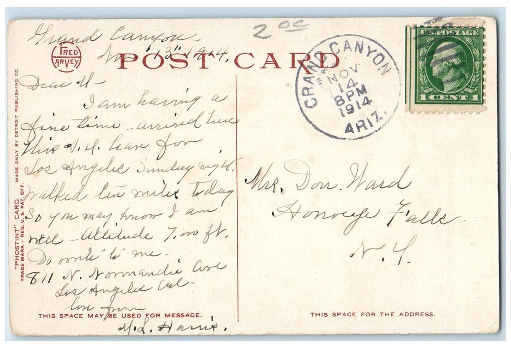 1914 The Dining Room Hotel El Tovar Restaurant Grand Canyon Arizona AZ Postcard
