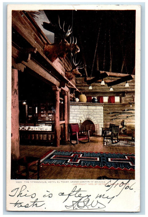 1906 The Rendezvous Hotel El Tovar Restaurant Grand Canyon Arizona AZ Postcard
