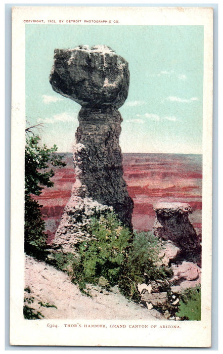 c1905 Thor's Hammer Thunder God Rock Form Road Grand Canyon Arizona AZ Postcard