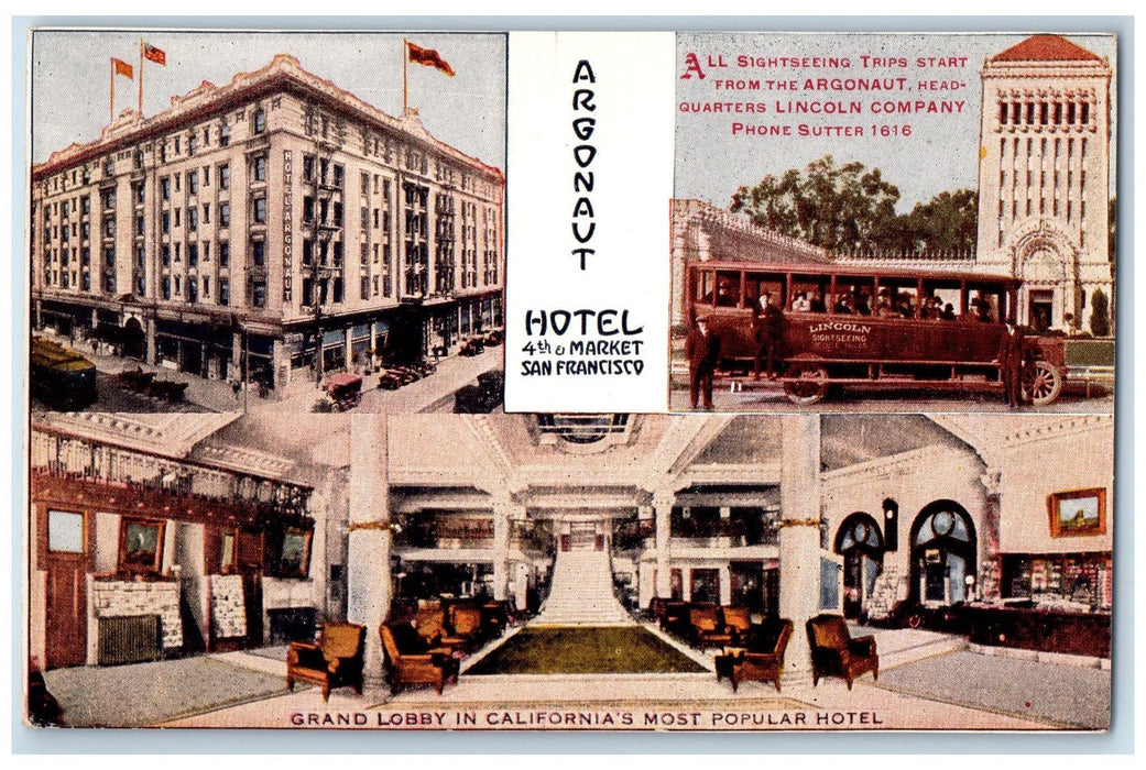 c1910's Most Popular Hotel Restaurant Multiple View San Francisco CA Postcard