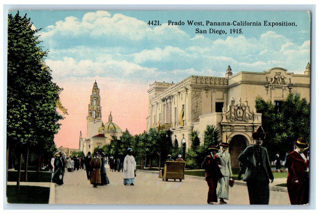c1910's Prado West Panama California Exposition Building San Diego CA Postcard