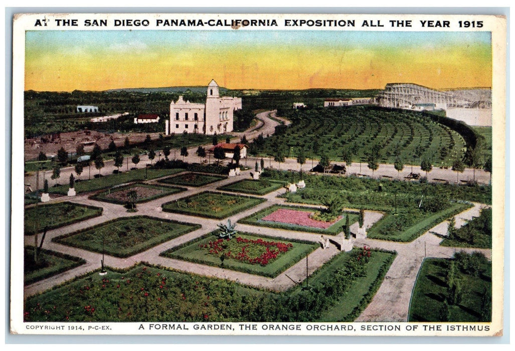 1915 The San Diego Panama California 1915 Exposition Isthmus Garden CA Postcard
