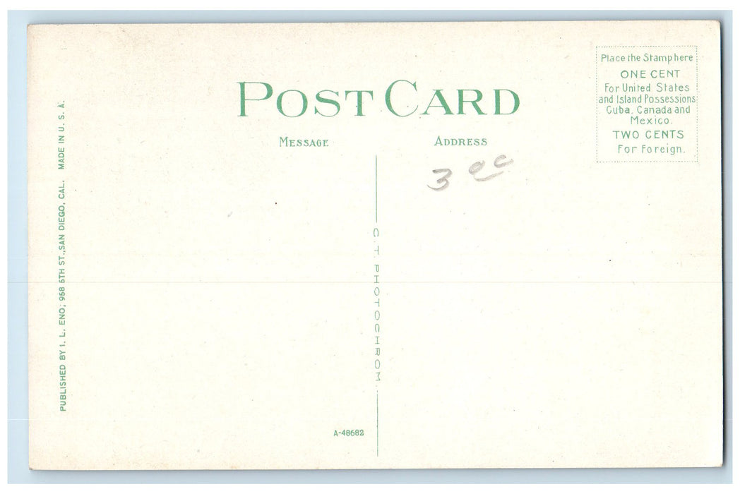 c1910 5th Street San Diego Savings Bank Buildings Dirt Road Railway CA Postcard