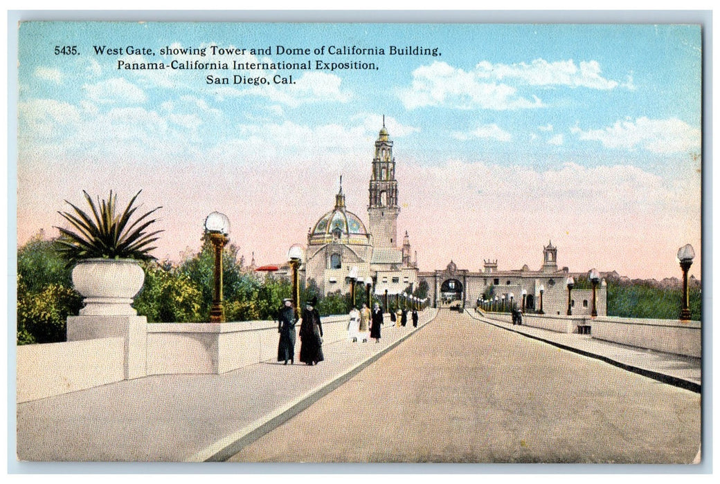 c1950's West Gate Tower Dome Of California Building Expo. San Diego CA Postcard