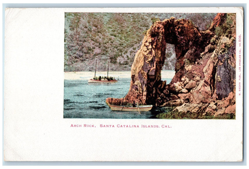 c1905 Arch Rock Boating Beach Bay Santa Catalina Islands California CA Postcard