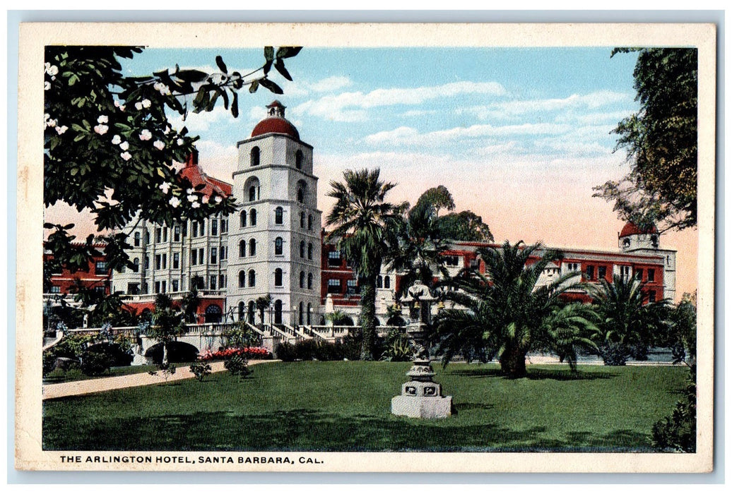 c1905's The Arlington Hotel Restaurant Building Tower Santa Barbara CA Postcard
