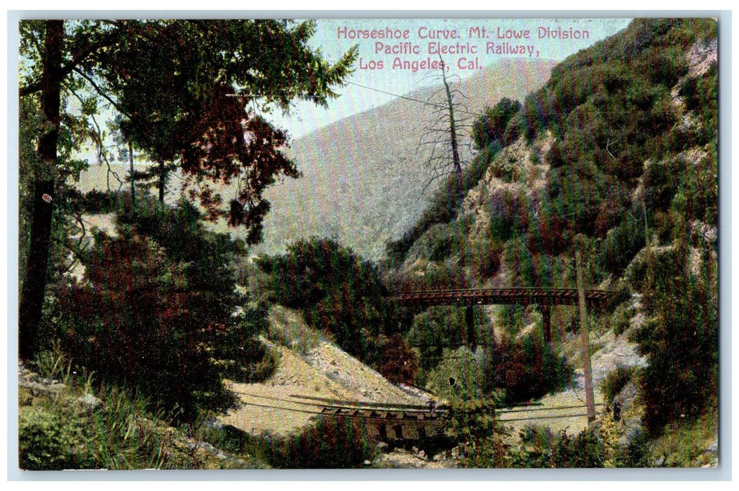 c1950 Horseshoe Curve Mt. Lowe Pacific Electric Railway Los Angeles CA Postcard