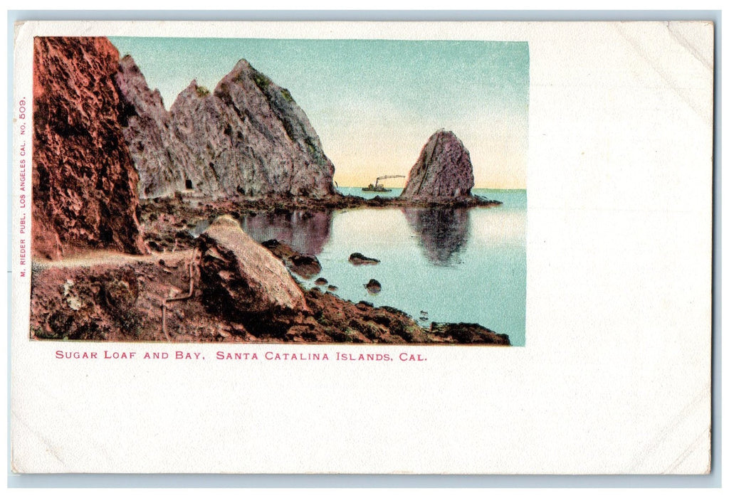c1905 Sugar Loaf & Bay Stone Formation Ferry Santa Catalina Islands CA Postcard