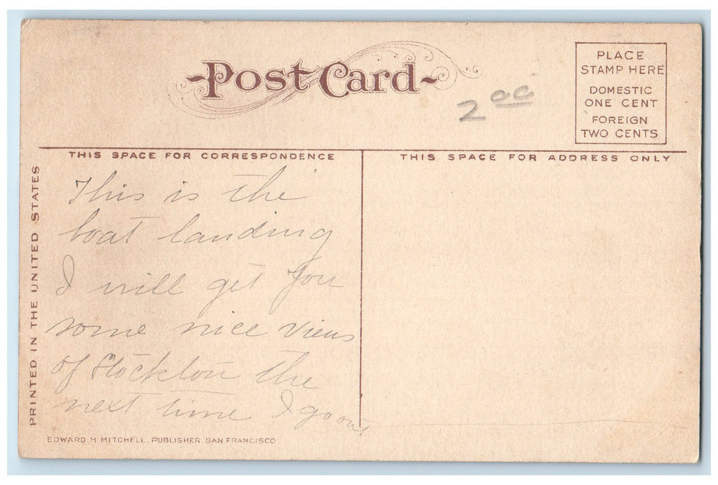 c1950 Waterfront Harbor Ferry Boat Dock Building Stockton California CA Postcard
