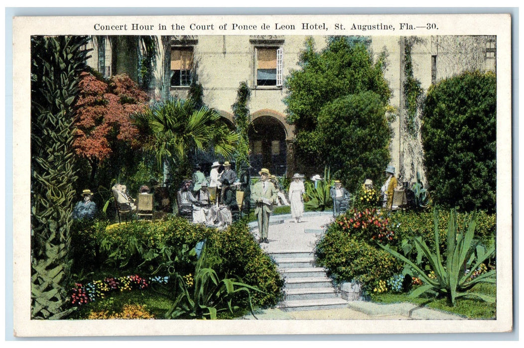 c1920 Concert Hour Ponce De Leon Hotel Restaurant Guest St Augustine FL Postcard
