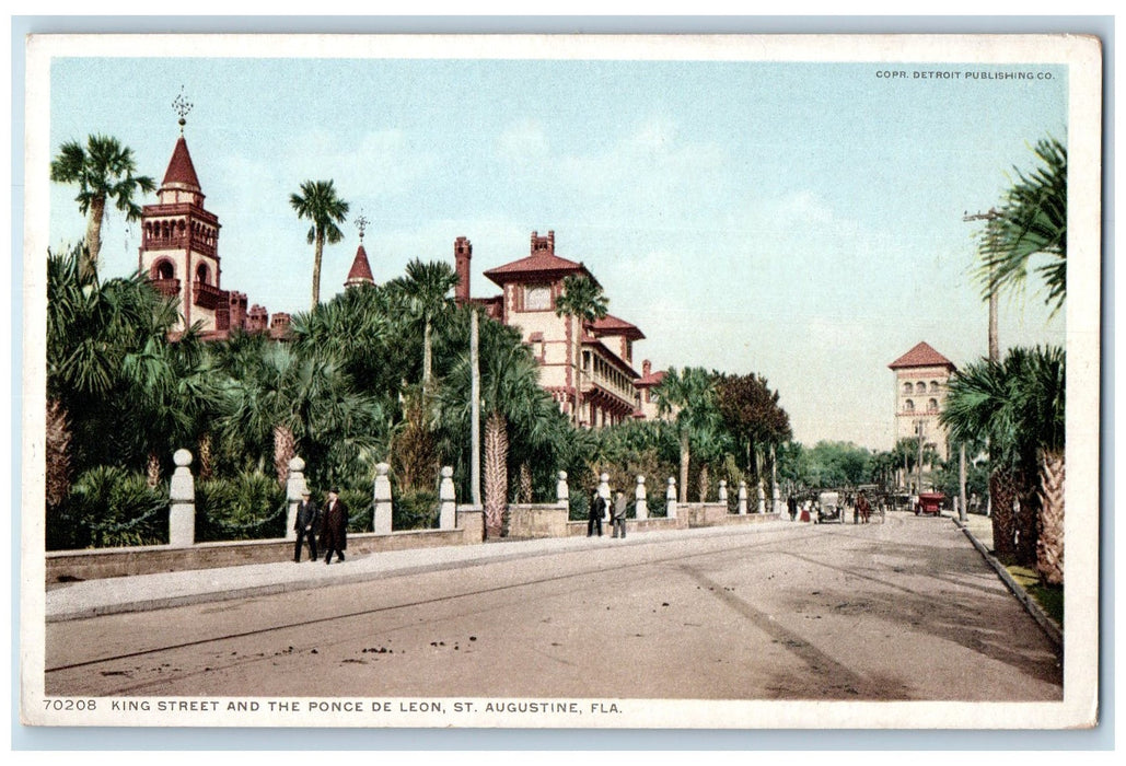 c1920 King Street Ponce De Leon Building Railway People St Augustine FL Postcard