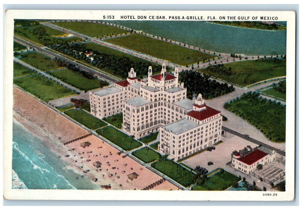 c1920 Hotel Don Cesar Pass A Grille Restaurant Building Mexico Gulf FL Postcard