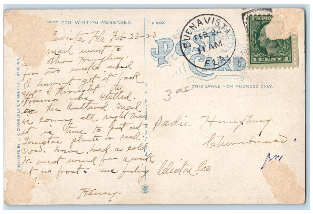 1923 Hotel Flamingo Restaurant No. 4 Boat 1921 Winner Miami Beach FL Postcard