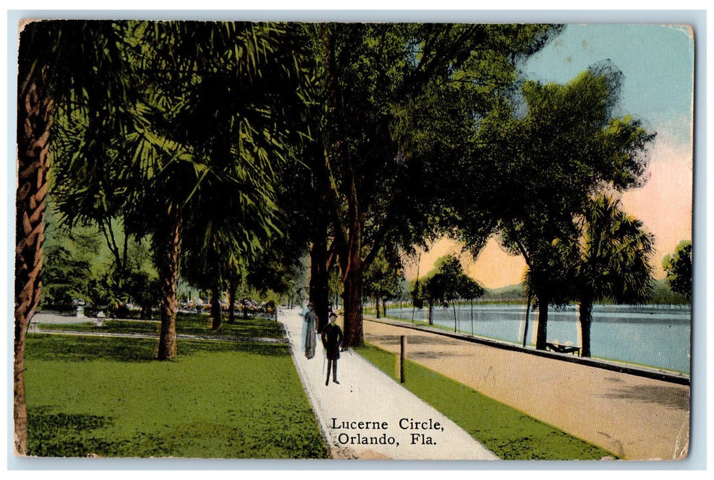 1917 Lucerne Circle Lake Park Trees Pathways Tourist Orlando Florida FL Postcard