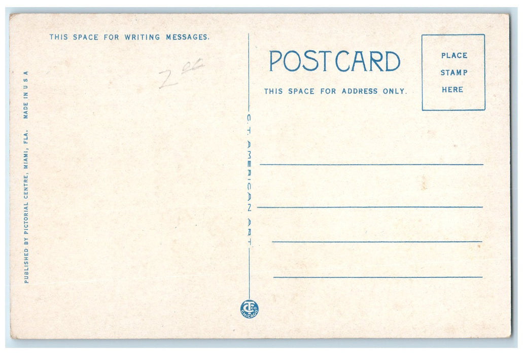 c1920's Fleetwood Hotel Restaurant Building Speedboat Wharf Miami FL Postcard