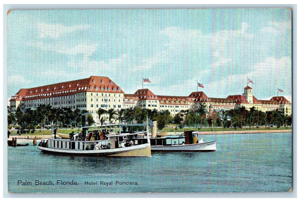 c1950's Hotel Royal Poinciana Buildings Flags Restaurant Palm Beach FL Postcard