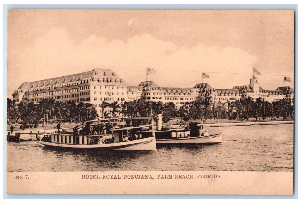 c1905 Hotel Royal Poinciana Buildings Restaurant Ferry Palm Beach FL Postcard
