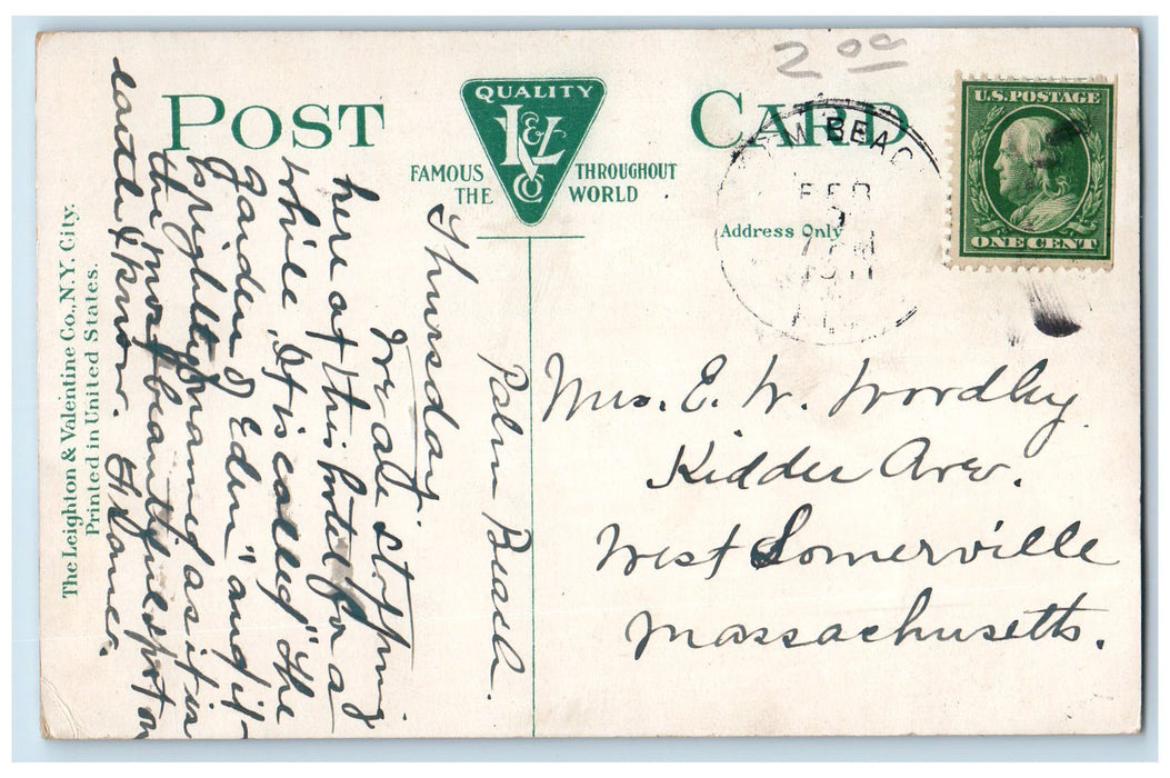 1911 Hotel Poinciana The Gardens Landscaping View Palm Beach Florida FL Postcard