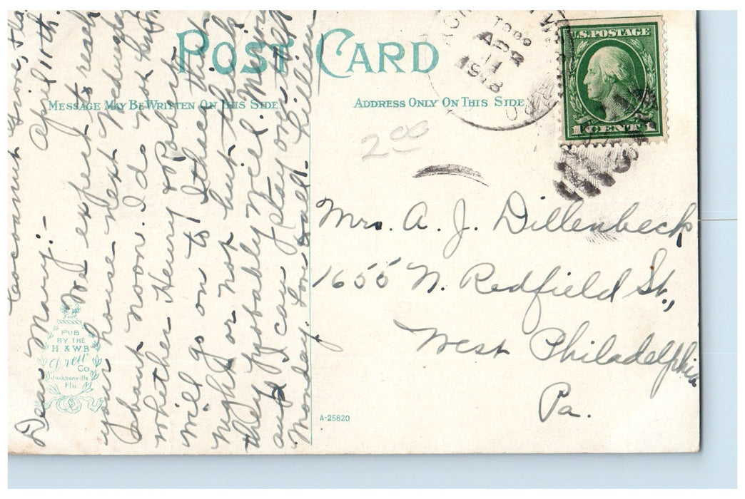 1918 Entrance To Fort Dallas Park Dirt Road Building Miami Florida FL Postcard