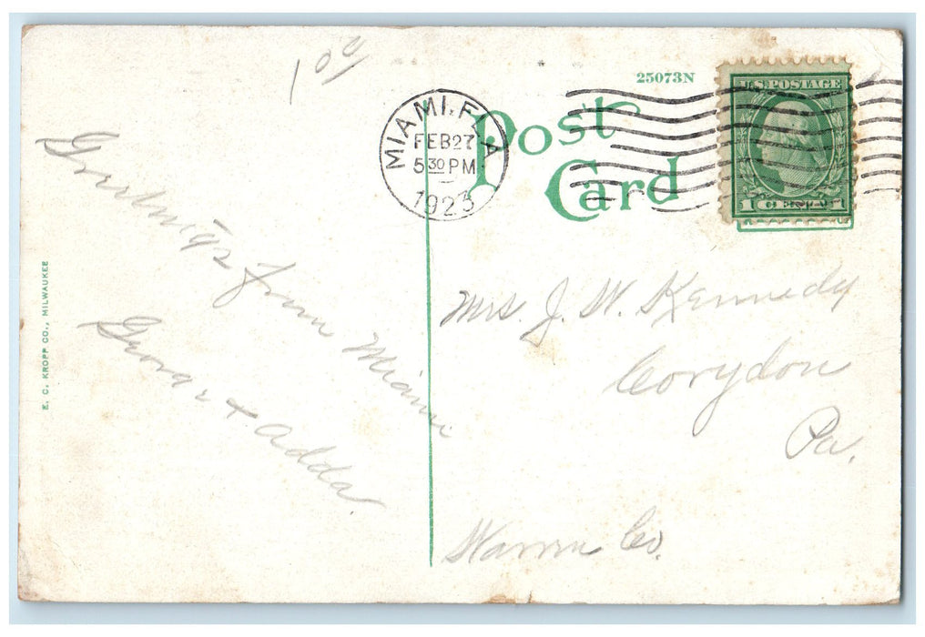 1923 Bible Class Of The WJ Bryan Royal Palm Park Crowd Miami Florida FL Postcard