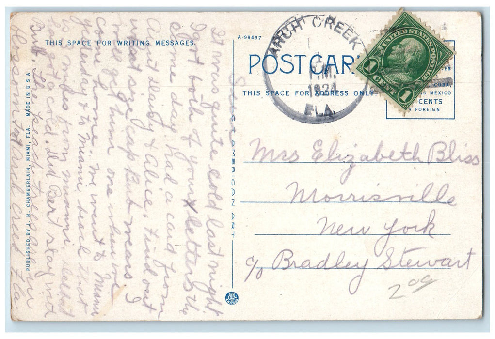 1924 Eastern Section Flagler St. Classic Cars Parked Miami Florida FL Postcard