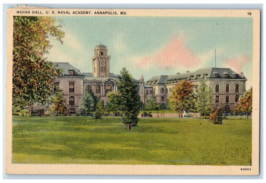 1949 Mahan Hall US Naval Academy Annapolis Maryland MD Posted Vintage Postcard